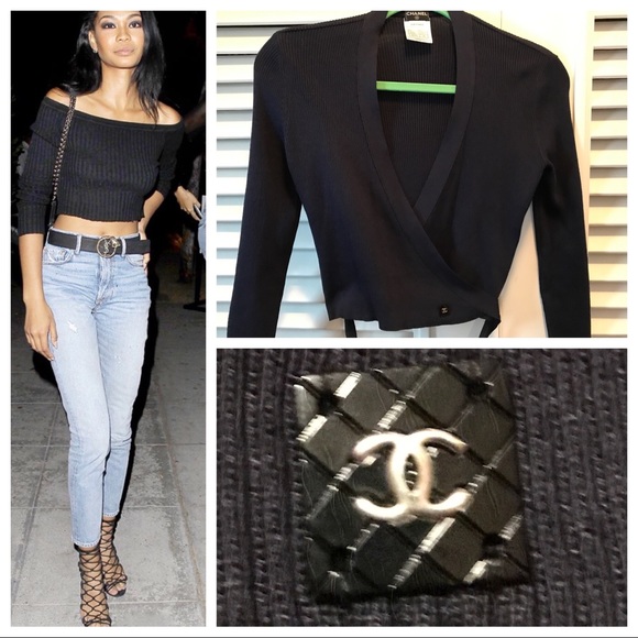 CHANEL Sweaters - CHANEL CROPPED WRAP SWEATER